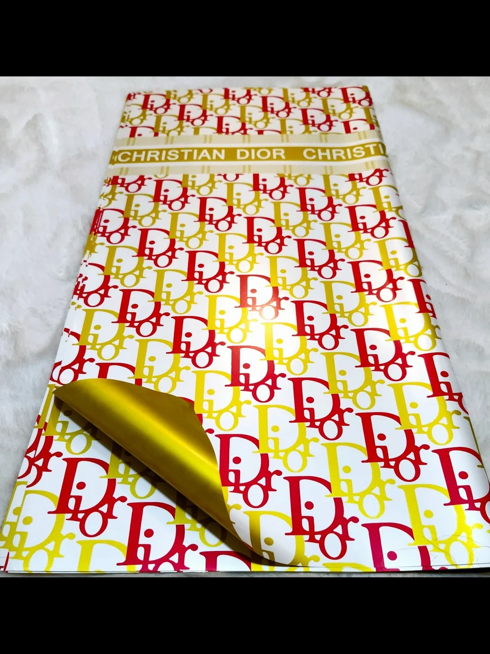 Red & Gold Logo Floral Wrapping Paper 5 Sheets